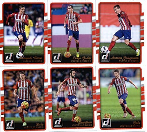 צוות הכדורגל של דונרוס אתלטיקו דה מדריד קבוצה של 6 קלפים במקרה הצמד מגן: אנטואן גריזמן, דייגו גודין, פרננדו טורס,
