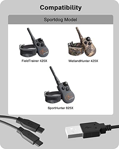 VHBW USB SportDog Farger Farger עבור SD-425, SD-425S, SD-425CAMO ו- SD-825 מתאם טעינה של צווארון הלם