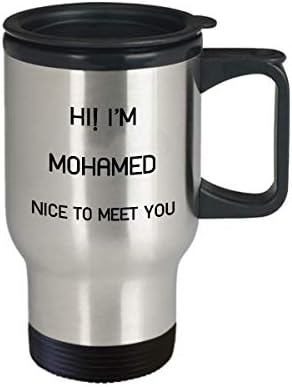 אני ספל נסיעות מוחמד שם ייחודי מתנת כוס מתנה לגברים נשים 14oz נירוסטה