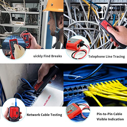 בודק כבלים ברשת, נויפה תיל עוקב עם אוזניות, RJ45 RJ11 Finder Finder Multifunction עם בדיקה, מעקב אחר חוט כבלים Ethernet