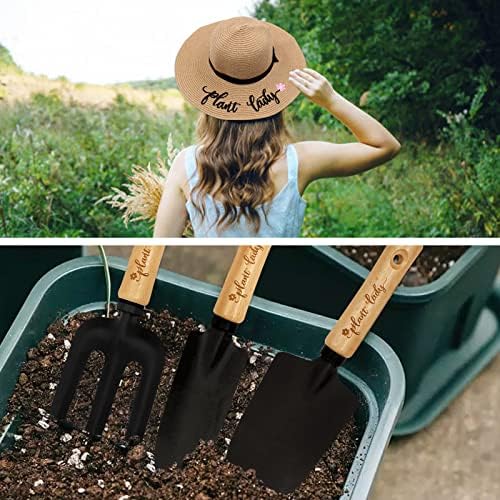צמח גברת חקוק גינון כלים כובע סט עם מתכת מגרפה האת מרית יום הולדת מתנה בשבילה נשים אמא דודה סבתא חיצוני חצר דשא לחפור